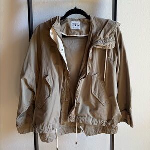 Zara Khaki Hooded Anorak Jacket